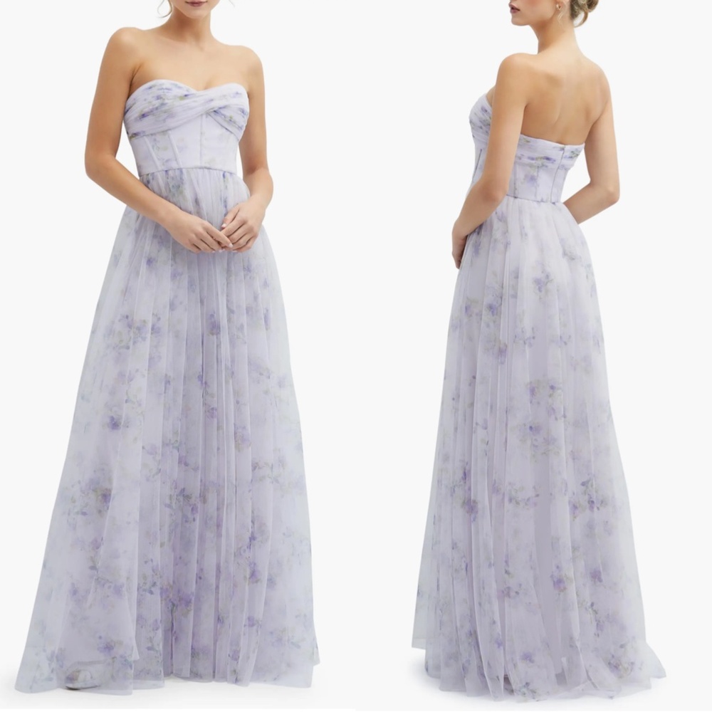 NEW DESSY COLLECTION Plus LILAC Floral STRAPLESS Twist Cup CORSET Tulle GOWN 18